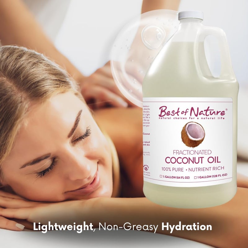 Best of Nature 100% Pure Fractionated Coconut Oil - Natural Massage Oil, Unscented Moisturizer for Men and Women, for Skincare and Hair Care, Carrier for Essential Oils, Half Gallon (64 fl oz) - Image 2